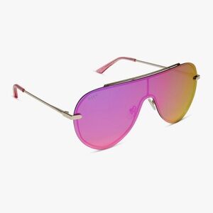 DIFF Imani Gold Pink Rush Mirror Sunglasses